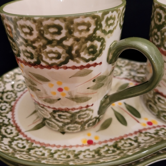 Temptations Presentable Ovenware by Tara. Green Old World Sandwich plate/mug. - Picture 4 of 7